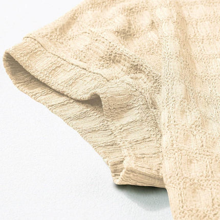 Textured Round Neck Short Sleeve Top - MimiStylez