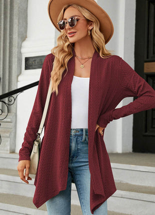 Open Front Long Sleeve Cardigan - MimiStylez