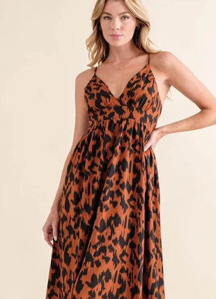 And The Why Leopard Print Plunge Maxi Dress - MimiStylez