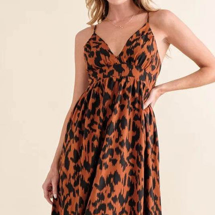 And The Why Leopard Print Plunge Maxi Dress - MimiStylez