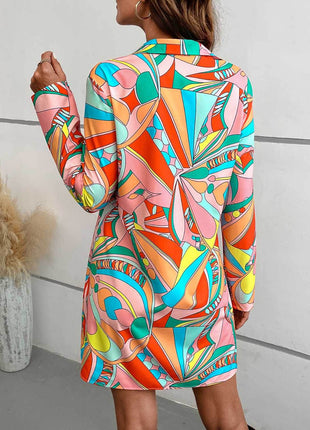 Long Sleeve Collared Shirt Dress - MimiStylez