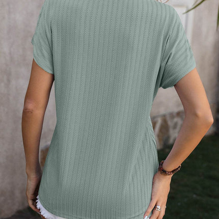 Textured Surplice Short Sleeve Blouse - MimiStylez