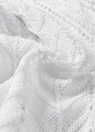 Tie Straps Wave Stripes Textured Eyelet Knitted Vest - MimiStylez