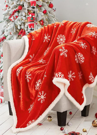 Christmas Printing Double Layer Thickened Fleece Cover Blanket