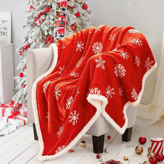 Christmas Printing Double Layer Thickened Fleece Cover Blanket