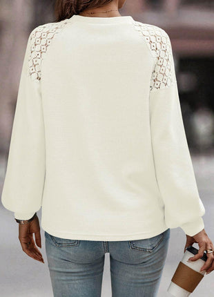 Lantern Sleeve Round Neck Blouse - MimiStylez