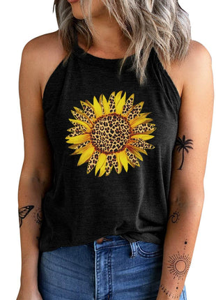 Sunflower Graphic Round Neck Tank - MimiStylez