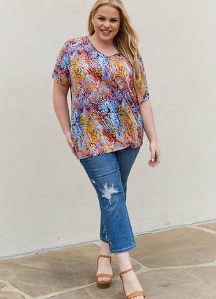 Be Stage Full Size Printed Dolman Flowy Top - MimiStylez