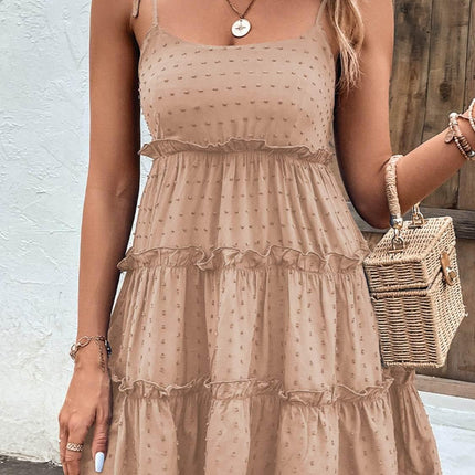 Frill Spaghetti Strap Tiered Dress - MimiStylez
