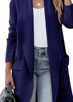 Open Front Dropped Shoulder Outerwear - MimiStylez