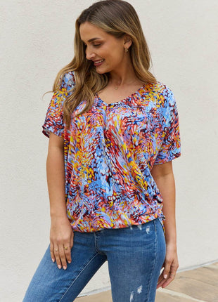 Be Stage Full Size Printed Dolman Flowy Top - MimiStylez