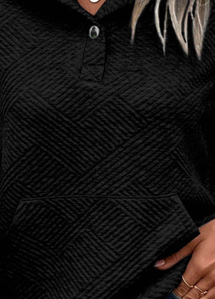 Geometric Snap Button Long Sleeve Sweatshirt - MimiStylez