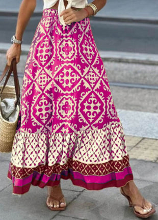 Geometric Elastic Waist Maxi Skirt - MimiStylez