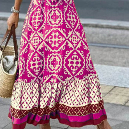 Geometric Elastic Waist Maxi Skirt - MimiStylez