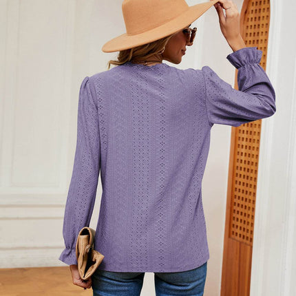 V-Neck Flounce Sleeve Blouse - MimiStylez