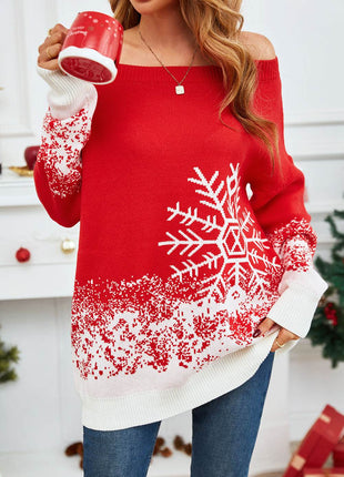 Off-Shoulder Long Sleeve Sweater - MimiStylez