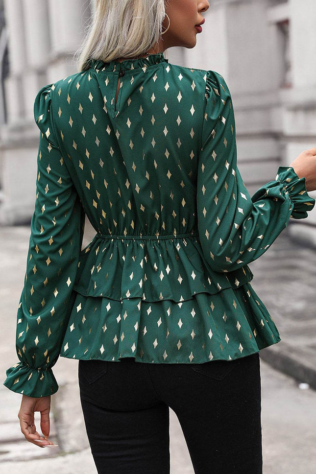 Smocked Flounce Sleeve Layered Blouse - MimiStylez