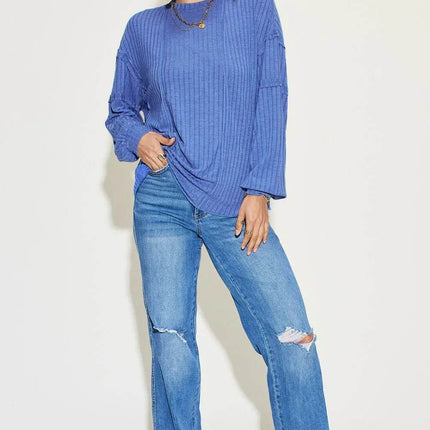 Basic Bae Full Size Ribbed Round Neck Long Sleeve T-Shirt - MimiStylez