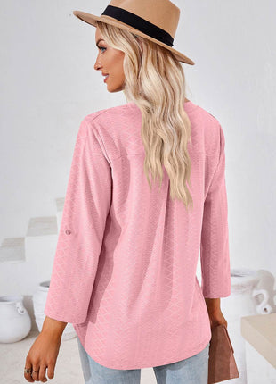 Notched Roll-Tab Sleeve T-Shirt - MimiStylez