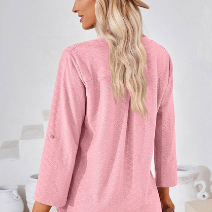 Notched Roll-Tab Sleeve T-Shirt - MimiStylez