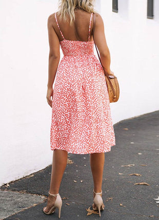 Cutout Smocked Sweetheart Neck Cami Dress - MimiStylez