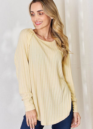 Basic Bae Full Size Ribbed Round Neck Slit T-Shirt - MimiStylez