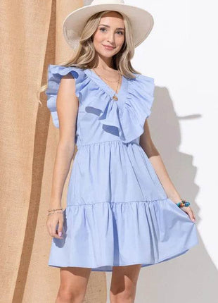 And The Why Chevron Ruffle Florence Hem Casual Dress - MimiStylez