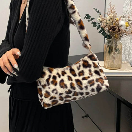Leopard Fluff Shoulder Bag - MimiStylez