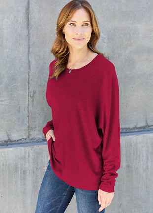 Double Take Full Size Round Neck Long Sleeve T-Shirt - MimiStylez