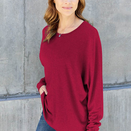 Double Take Full Size Round Neck Long Sleeve T-Shirt - MimiStylez