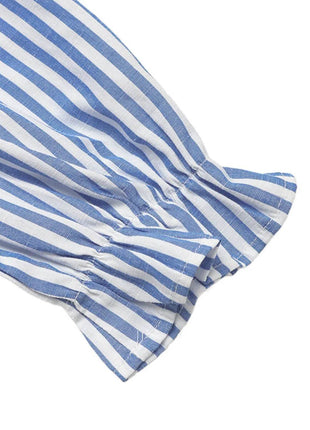 Striped Half Sleeve Mini Shirt Dress - MimiStylez