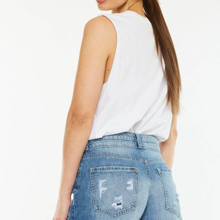 Kancan Full Size High Rise Raw Hem Denim Shorts - MimiStylez