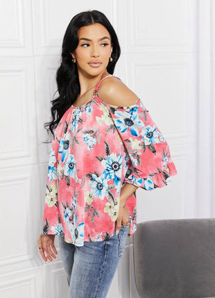 Sew In Love Full Size Fresh Take Floral Cold-Shoulder Top - MimiStylez