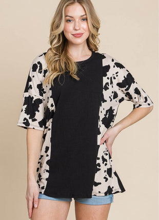 BOMBOM Rodeo Love Ribbed Animal Contrast Tee - MimiStylez