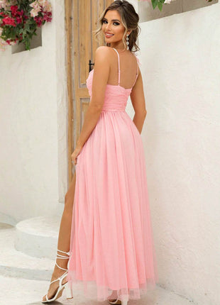 Asymmetrical Ruched Slit Dress - MimiStylez