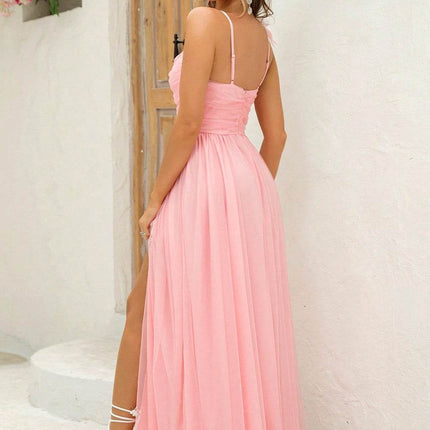 Asymmetrical Ruched Slit Dress - MimiStylez