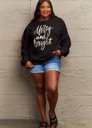 Simply Love Full Size MERRY AND BRIGHT Graphic Sweatshirt - MimiStylez