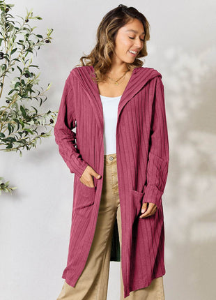 Basic Bae Full Size Hooded Sweater Cardigan - MimiStylez