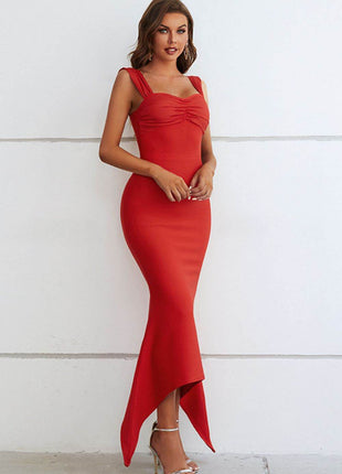 Ruched Sweetheart Neck Hem Detail Dress - MimiStylez