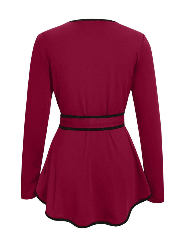 Tied Round Neck Long Sleeve T-Shirt - MimiStylez