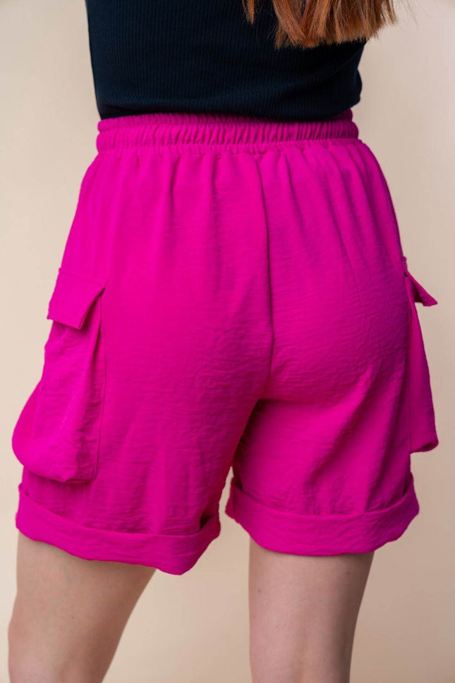 White Birch High Waisted Drawstring Knit Cargo Shorts - MimiStylez