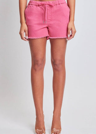 YMI Jeanswear Full Size Drawstring Raw Hem Shorts - MimiStylez