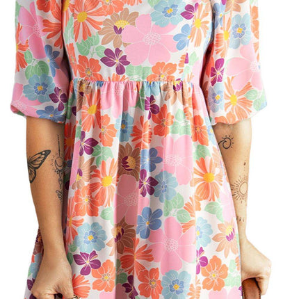 Printed Half Sleeve Mini Dress - MimiStylez
