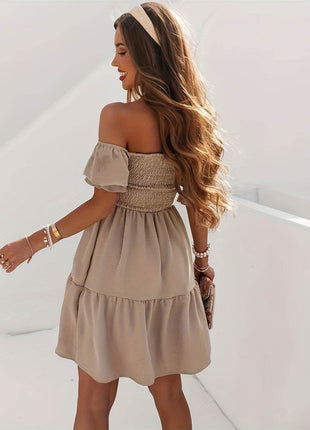 Full Size Ruffled Off-Shoulder Short Sleeve Dress - MimiStylez