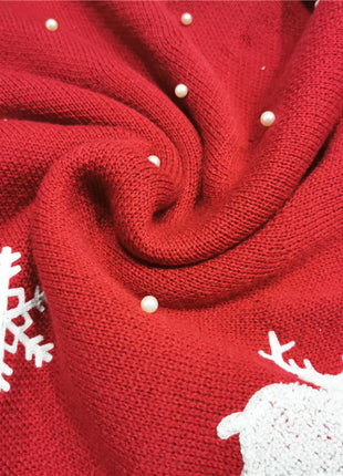 Christmas Tree Skirt Floor Mat Decoration Home Decoration Knitted Floor Mat Decoration Pearl Embellishment