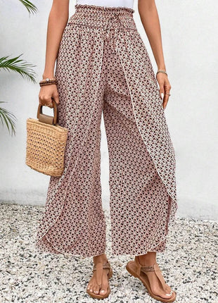 Tied Printed Wide Leg Pants - MimiStylez