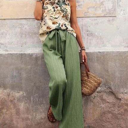 Printed Tank Top and Wide Leg Pants Set - MimiStylez