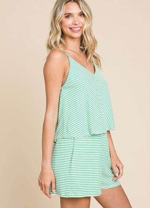 Culture Code Full Size Double Flare Striped Romper - MimiStylez