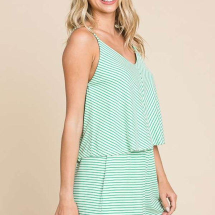 Culture Code Full Size Double Flare Striped Romper - MimiStylez