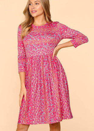 Haptics Round Neck Floral Dress with Pockets - MimiStylez